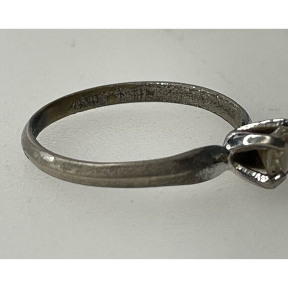 Vintage Faux Diamond Solitaire Engagement Ring Shows Age - Picture 6 of 6
